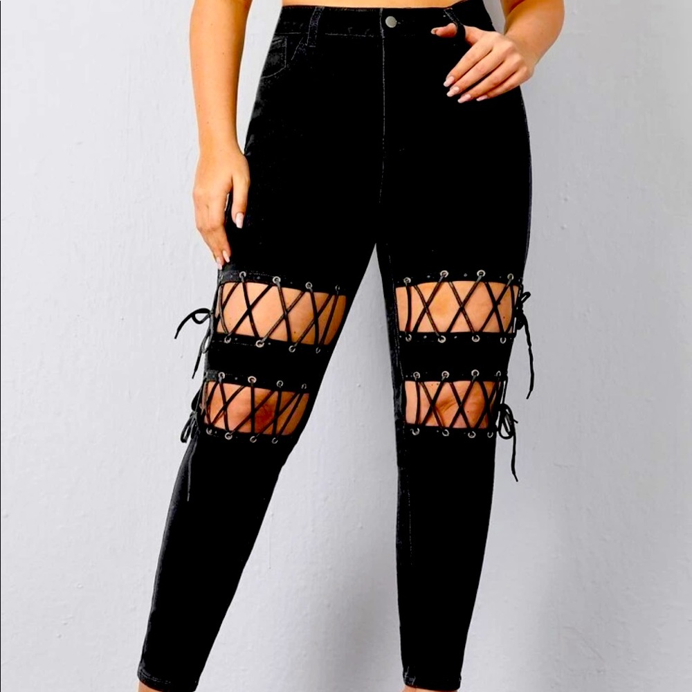SHEIN Laced up jeans